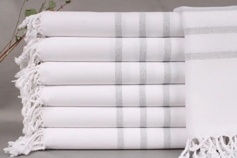 Bachelorette Towel Embroidered Beach Towel Light Gray Striped, 40x71 Inches