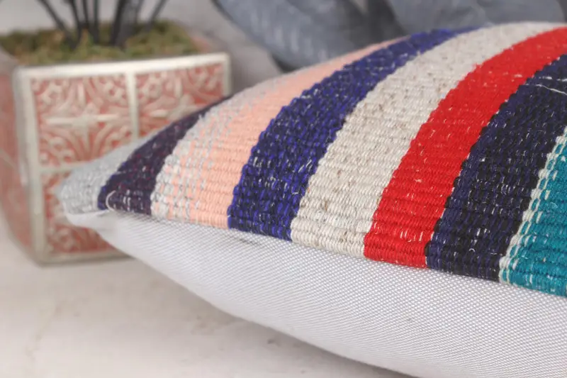 Vintage Kilim Throw Pillow, Cushion, 12x12 Blue Pillow, Vintage Pillow, Aztec Pillow Cover, Retro Pillow, Ottoman Cushion Cover, Kilim Pillow - 7