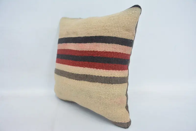 Southwestern Cushion Case, Pillow for Sofa, Pillow Cover, 14x14 Beige Cushion Case, Kilim Cushion Sham, Interior Designer Pillow - 4