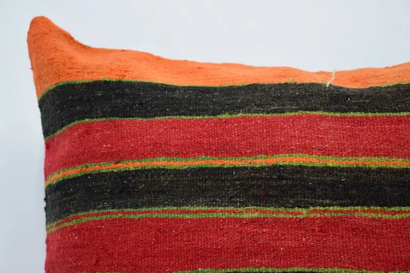Handmade Kilim Cushion, Art Deco Pillow Cover, Kilim Cushion Sham, Pillow Cover, 24x24 Orange Cushion, Aztec Pillow, Turkish Pillow - 2