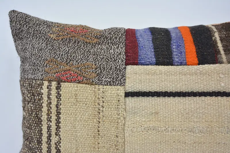 Turkish Kilim Pillow, Interior Designer Pillow, 16x24 Beige Cushion Case, Pillow, Pillow for Couch, Chair Cushion Case, Boho Throw Pillow - 2