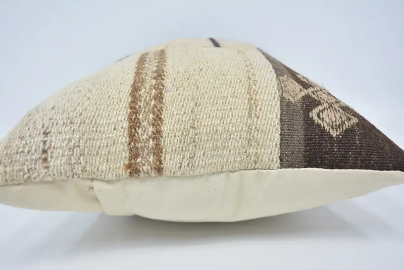 Turkish Kilim Pillow, Interior Designer Pillow, 16x24 Beige Cushion Case, Pillow, Pillow for Couch, Chair Cushion Case, Boho Throw Pillow - 5
