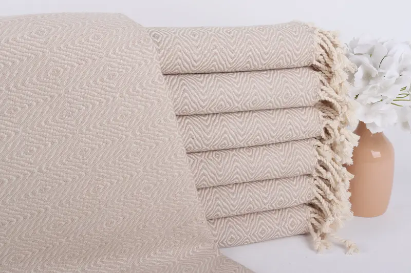 Housewarming Personalized Turkish Cotton Towel Light Beige, 40x71 Inches