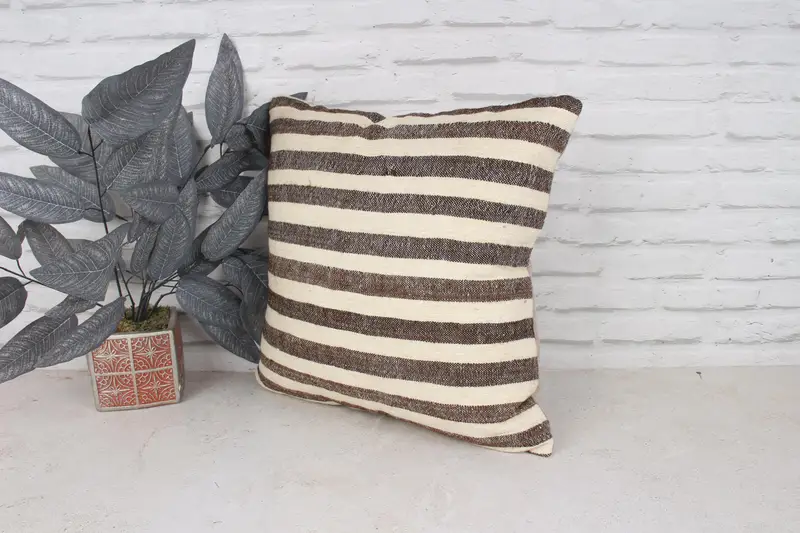 18x18 Beige Pillow Case, Vintage Kilim Throw Pillow, Car Cushion Cover, Armchair Pillow Case, Interior Designer Pillow, Boho Pillow, Cushion Case - 4