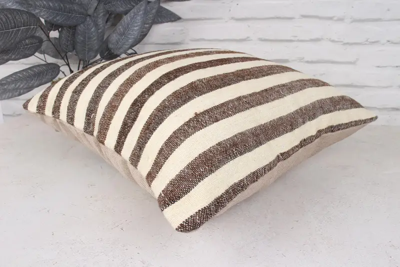 18x18 Beige Pillow Case, Vintage Kilim Throw Pillow, Car Cushion Cover, Armchair Pillow Case, Interior Designer Pillow, Boho Pillow, Cushion Case - 6