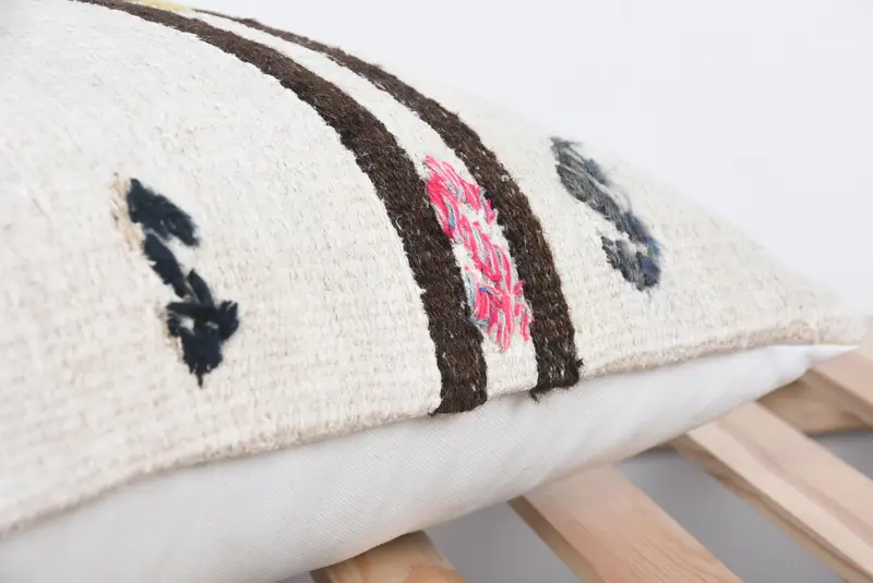 Kilim Cushion Sham, Antique Pillows, 16x24 Beige Cushion Cover, Interior Designer Pillow, Cushion Cover, Designer Throw Pillow Cover - 7