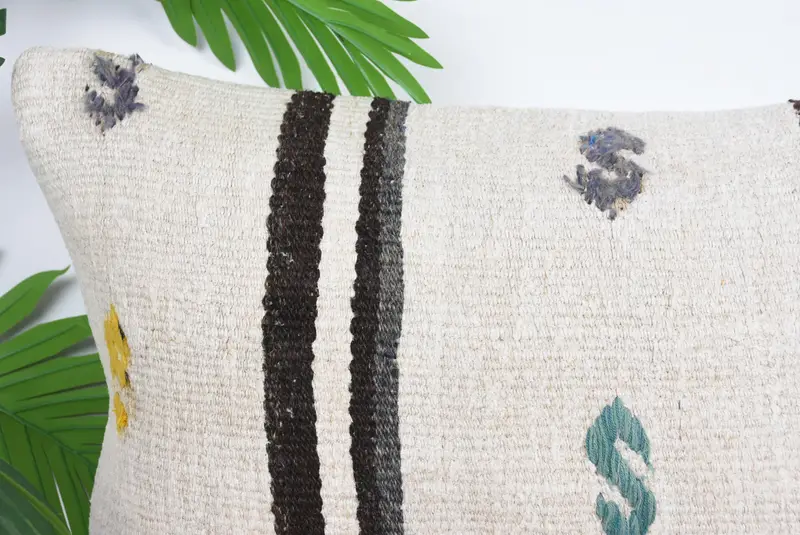 Kilim Cushion Sham, Antique Pillows, 16x24 Beige Cushion Cover, Interior Designer Pillow, Cushion Cover, Designer Throw Pillow Cover - 2