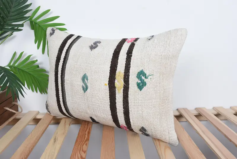 Kilim Cushion Sham, Antique Pillows, 16x24 Beige Cushion Cover, Interior Designer Pillow, Cushion Cover, Designer Throw Pillow Cover - 5