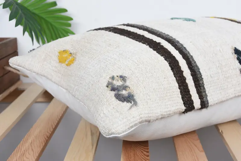 Kilim Cushion Sham, Antique Pillows, 16x24 Beige Cushion Cover, Interior Designer Pillow, Cushion Cover, Designer Throw Pillow Cover - 6