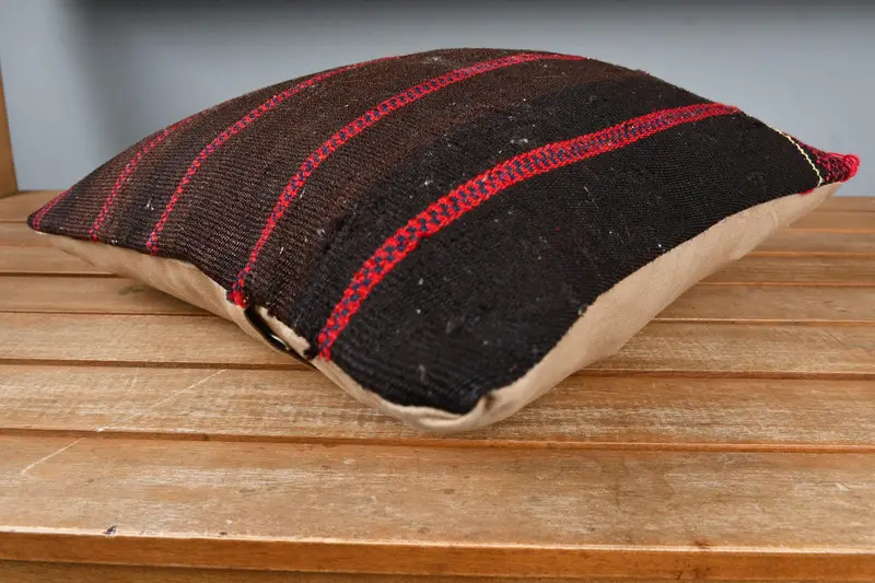 14x14 Brown Pillow Cover, Handmade Throw Cushion Case, Vintage Kilim Pillow, Ethnic Throw Cushion, Vintage Pillow, Pillow for Couch, Cushion Case - 4