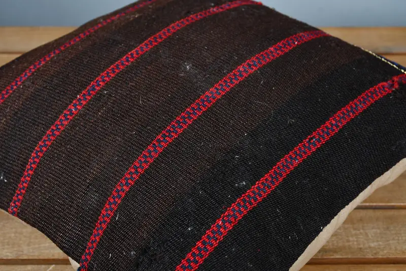 14x14 Brown Pillow Cover, Handmade Throw Cushion Case, Vintage Kilim Pillow, Ethnic Throw Cushion, Vintage Pillow, Pillow for Couch, Cushion Case - 3