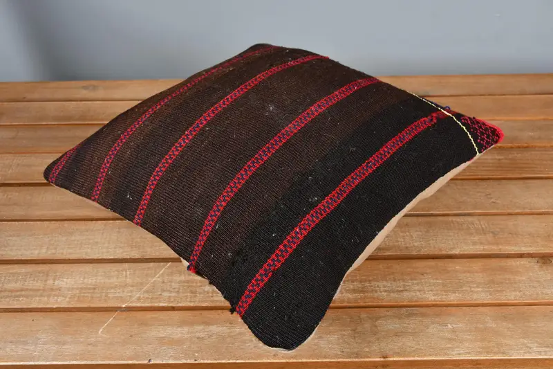 14x14 Brown Pillow Cover, Handmade Throw Cushion Case, Vintage Kilim Pillow, Ethnic Throw Cushion, Vintage Pillow, Pillow for Couch, Cushion Case - 2