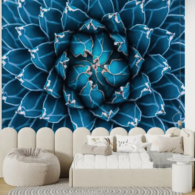 Modern İç Mekanlar için Zarif Kaktüslerden Esinlenen Baskılı Duvar Kağıdı