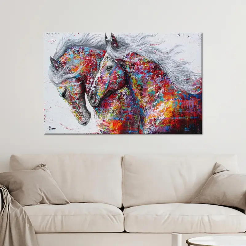 モダンな抽象馬キャンバス: トレンディな農家の壁アート