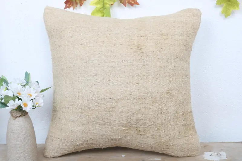 16x16 Beige Cushion, Vintage Pillow, Cushion, Handmade Kilim Cushion, Pattern Throw Pillow Case, Rustic Pillow Sham, Kilim Pillow - 2