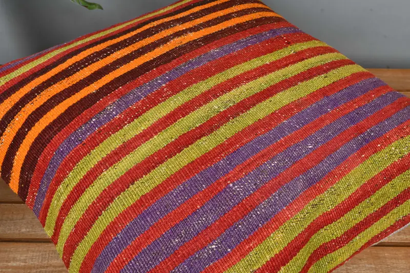 Pillow Cover, Ethnical Kilim Rug Pillow, 22x22 Blue Pillow, Kilim Cushion Sham, Wholesale Pillow Cover, Antique Pillows, Muted Cushion Cover - 4