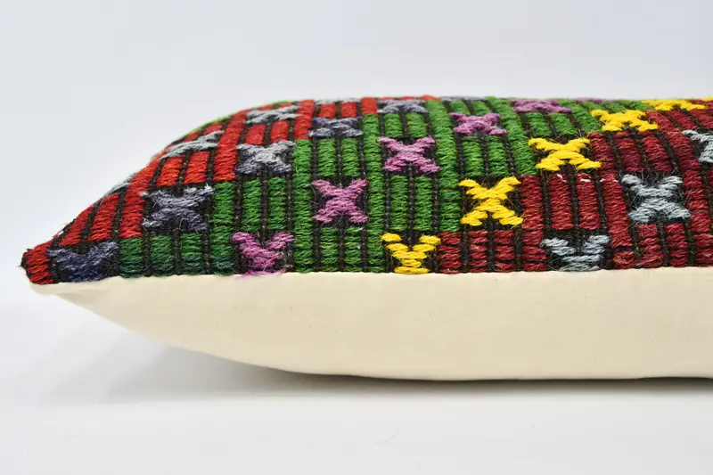 Farmhouse Pillow, One Of A Kind Cushion Case, Vintage Kilim Throw Pillow, Cushion, Vintage Pillow, 12x36 Green Pillow Case, Turkish Pillow - 5