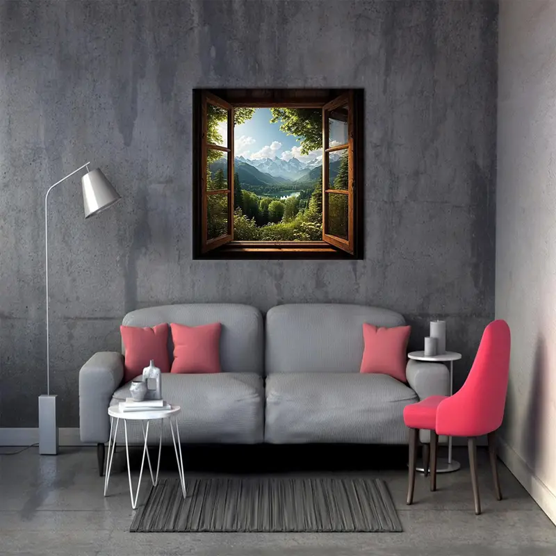 Window Frame Art, Window Landscape, Nature Landscape, Nature Canvas Decor, Landspace Wall Art, Wall Hanging Art,Home Decor Wall Art - 2