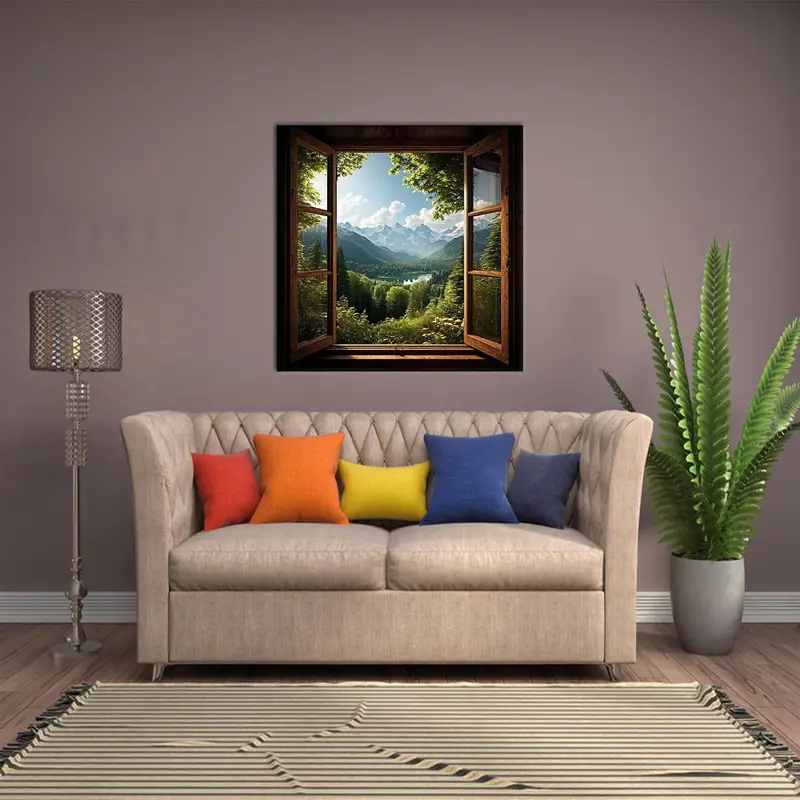 Window Frame Art, Window Landscape, Nature Landscape, Nature Canvas Decor, Landspace Wall Art, Wall Hanging Art,Home Decor Wall Art - 3