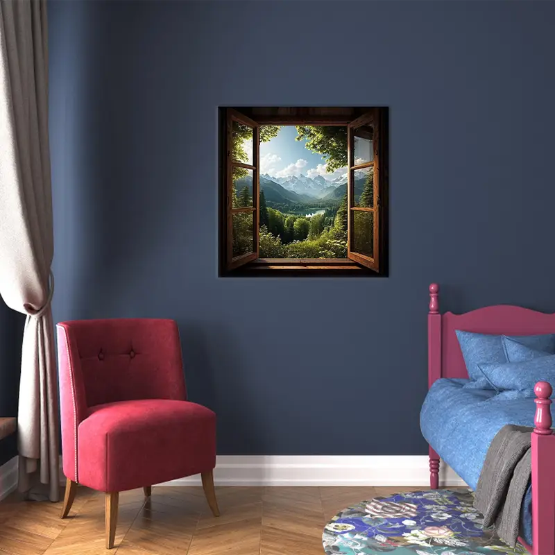 Window Frame Art, Window Landscape, Nature Landscape, Nature Canvas Decor, Landspace Wall Art, Wall Hanging Art,Home Decor Wall Art - 1