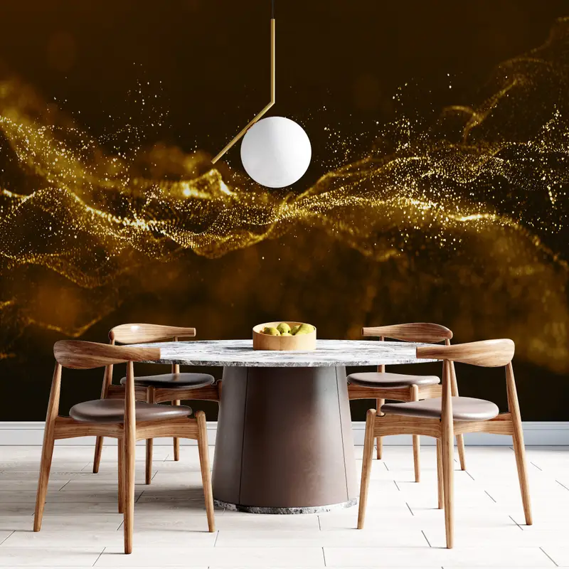 Gold Shimmery Wall Art, Modern Wall Paper, Black And Gold Wallpaper, Trendy Wall Poster, Shimmery Wallpaper, Abstract Wallpaper, - 4