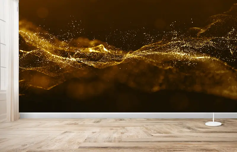 Gold Shimmery Wall Art, Modern Wall Paper, Black And Gold Wallpaper, Trendy Wall Poster, Shimmery Wallpaper, Abstract Wallpaper, - 6