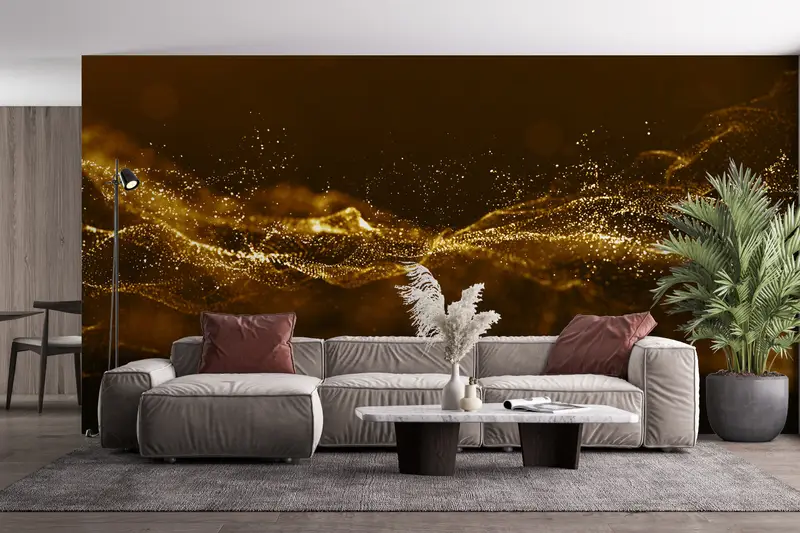 Gold Shimmery Wall Art, Modern Wall Paper, Black And Gold Wallpaper, Trendy Wall Poster, Shimmery Wallpaper, Abstract Wallpaper, - 5