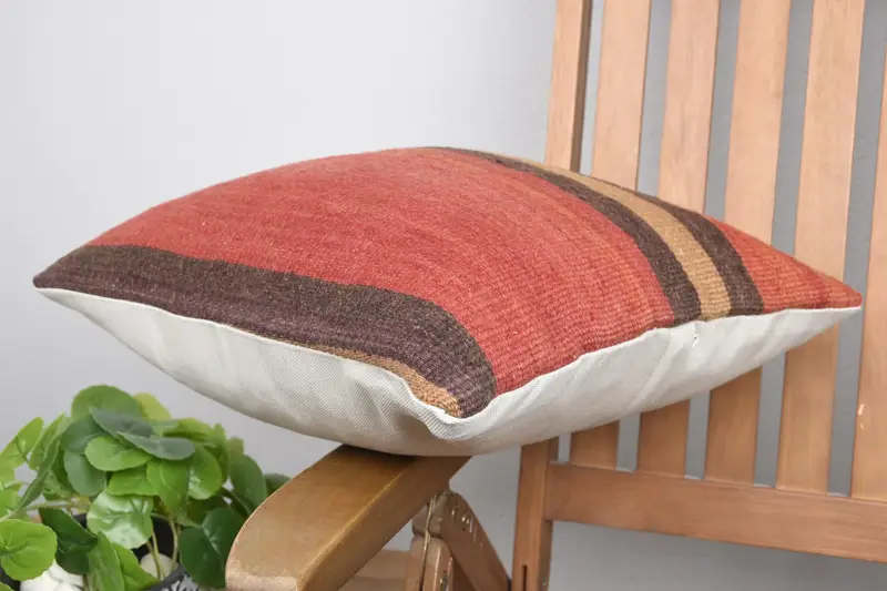 Christmas Cushion, Antique Pillows, Aesthetic Cushion Case, 16x16 Red Cushion, Kilim Pillow, Gift Pillow, Pillow - 6