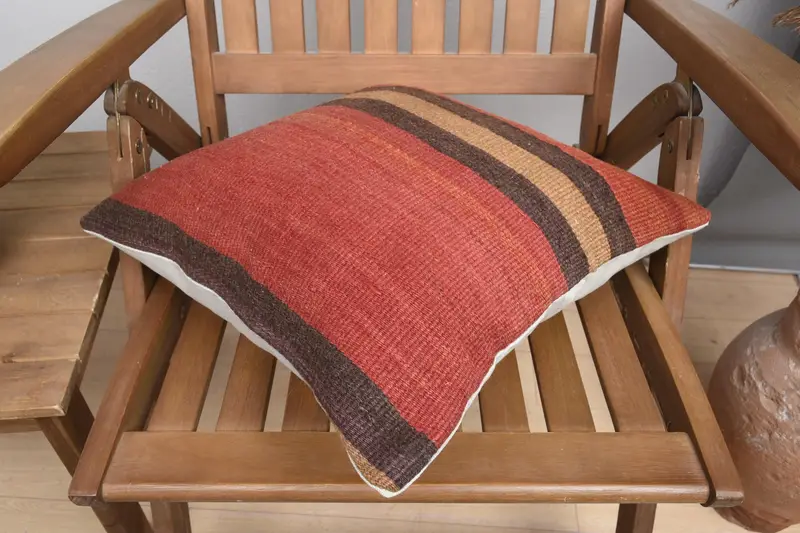 Christmas Cushion, Antique Pillows, Aesthetic Cushion Case, 16x16 Red Cushion, Kilim Pillow, Gift Pillow, Pillow - 5
