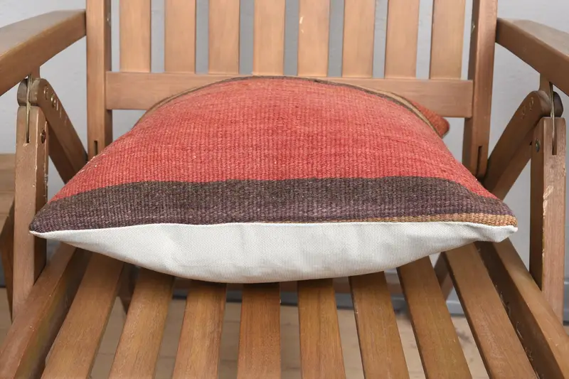 Christmas Cushion, Antique Pillows, Aesthetic Cushion Case, 16x16 Red Cushion, Kilim Pillow, Gift Pillow, Pillow - 4