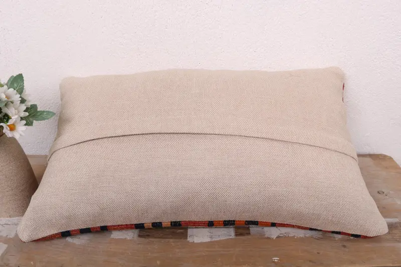 Antique Pillows, Kilim Cushion Sham, 12x20 Red Cushion Cover, Living Room Throw Cushion, Throw Kilim Pillow, Pillow, Neutral Cushion Cover - 7