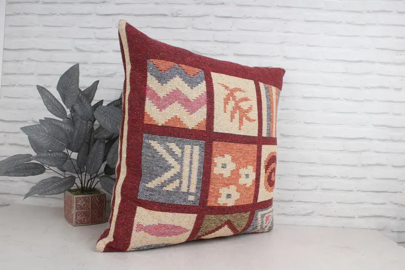 Interior Designer Pillow, Garden Pillow Cover, Pillow for Couch, Pillow Case, 28x28 Beige Cushion Cover, Kilim Pillow Cover - 3