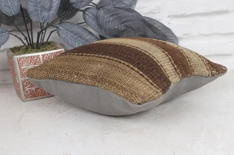 Cushion Cover, 12x12 Brown Cushion Case, Outdoor Bolster Cushion Cover, Boho Pillow, Pillow for Couch, Vintage Pillow Case, Vintage Kilim Pillow - 6