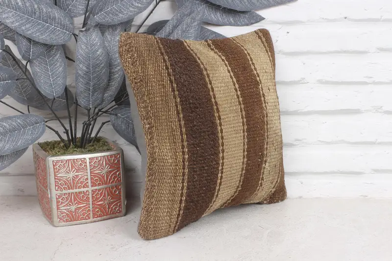 Cushion Cover, 12x12 Brown Cushion Case, Outdoor Bolster Cushion Cover, Boho Pillow, Pillow for Couch, Vintage Pillow Case, Vintage Kilim Pillow - 4