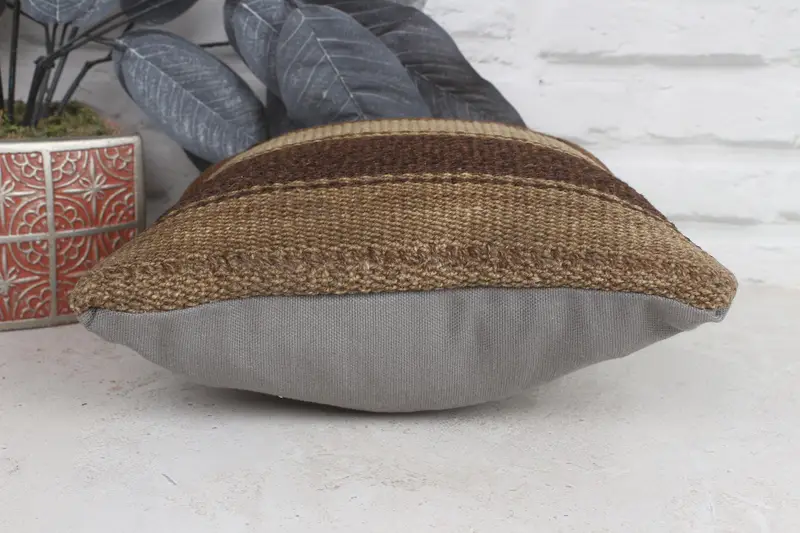Cushion Cover, 12x12 Brown Cushion Case, Outdoor Bolster Cushion Cover, Boho Pillow, Pillow for Couch, Vintage Pillow Case, Vintage Kilim Pillow - 5