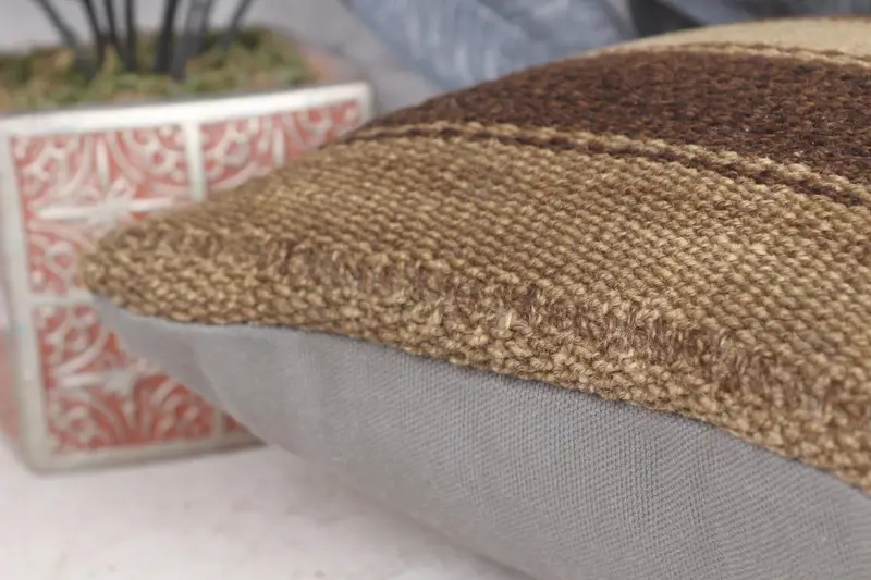 Cushion Cover, 12x12 Brown Cushion Case, Outdoor Bolster Cushion Cover, Boho Pillow, Pillow for Couch, Vintage Pillow Case, Vintage Kilim Pillow - 7