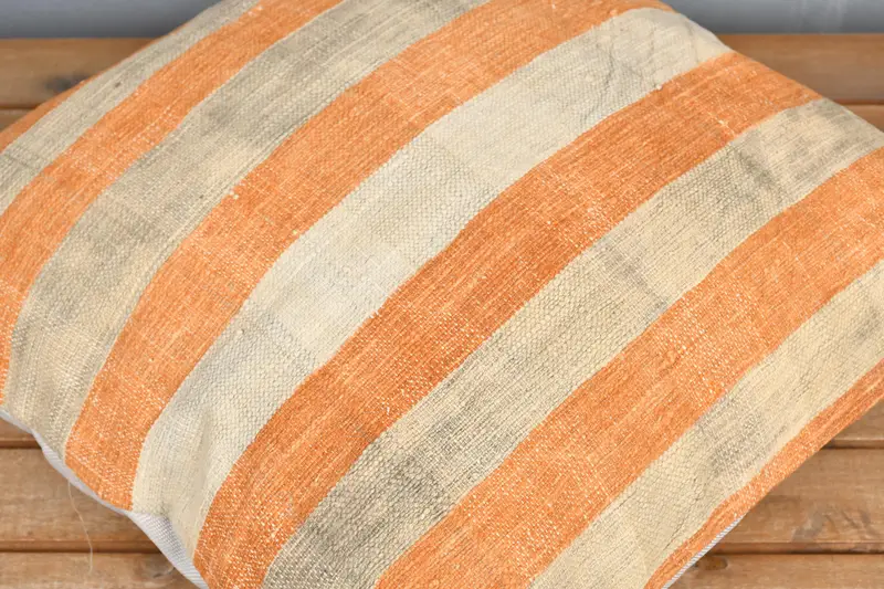 Pillow for Sofa, Pillow Sham, Ethnic Pillow Cover Pillow Sham, 18x18 Orange Pillow Sham, Home Decor Pillow, Throw Kilim Pillow - 3