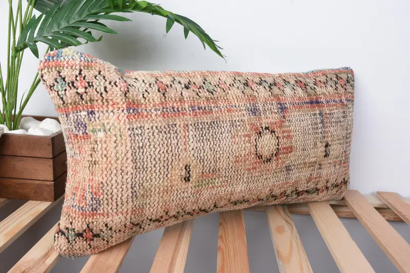 Knitted Cushion Case, Gift Pillow, Pet Pillow, Kilim Cushion Sham, Turkish Pillow, 12x24 Orange Cushion Case, Traditional Cushion, Pillow Case - 5