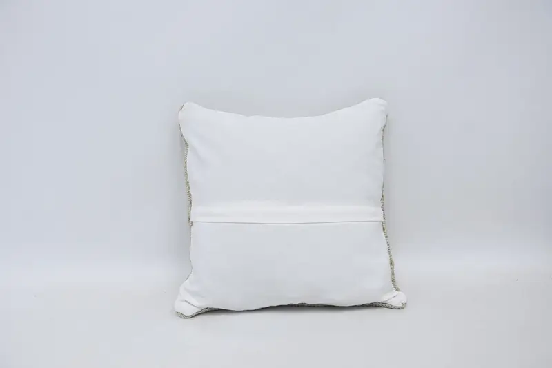 Cushion Case, Accent Cushion Case, Colorful Pillow, Vintage Pillow, Boho Pillow Sham Cover, 16x16 White Cushion, Ethnical Kilim Rug Pillow - 6