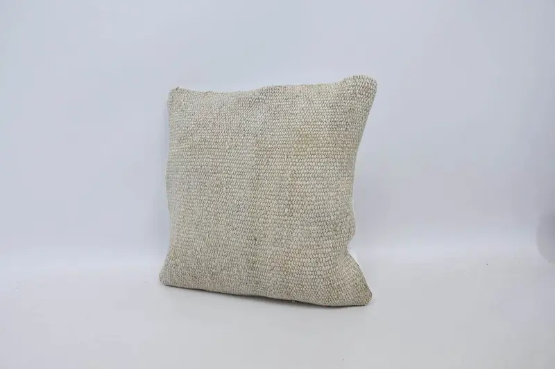 Cushion Case, Accent Cushion Case, Colorful Pillow, Vintage Pillow, Boho Pillow Sham Cover, 16x16 White Cushion, Ethnical Kilim Rug Pillow - 4