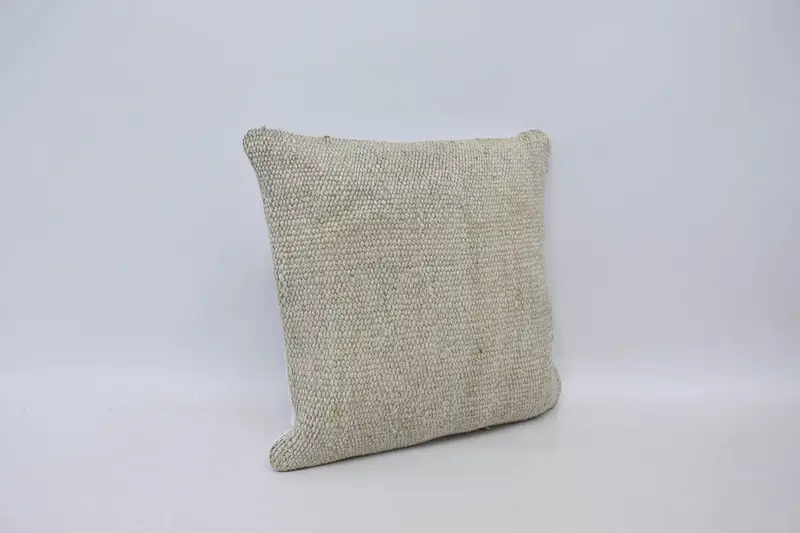 Cushion Case, Accent Cushion Case, Colorful Pillow, Vintage Pillow, Boho Pillow Sham Cover, 16x16 White Cushion, Ethnical Kilim Rug Pillow - 3