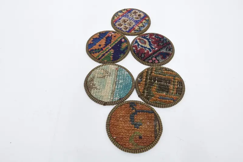 Bohemian Blue and Bronze Round Coasters, Unique Bohemian Coasters