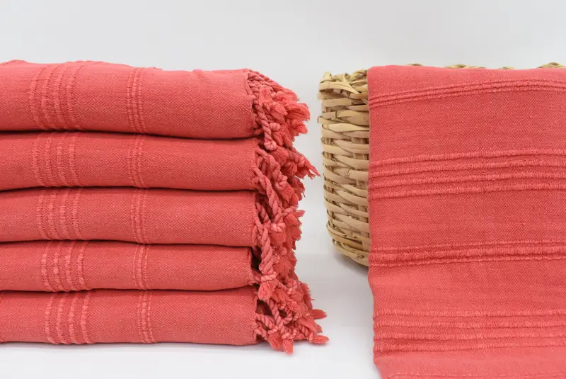 Custom Turkish Towel Red Striped, Beach Towel, 67x36 Inches
