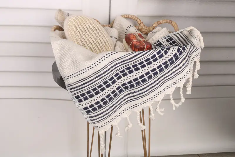 Engagement Gift, 40x20 Linen Striped Towel, Custom Hand Towel, Beach Theme Wedding Gift, Personalized Kitchen Towel, Personalized Hand Towel - 2