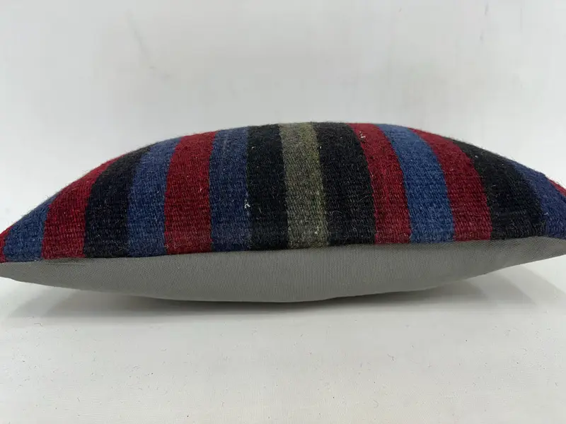 Purple & Red Striped Throw Pillow, 12x20 Inches, Embroidered Rectangle Pillow - 5