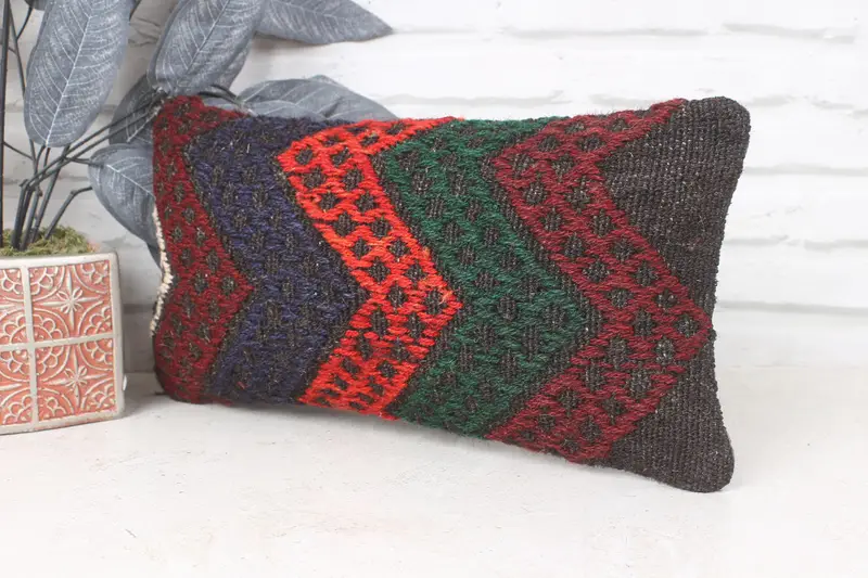 Handmade Kilim Cushion, Personalized Gift Pillow Pillow Sham, Cushion Cover, Throw Kilim Pillow, Sofa Pillow Cover, 8x16 Red Pillow, Antique Pillows - 4