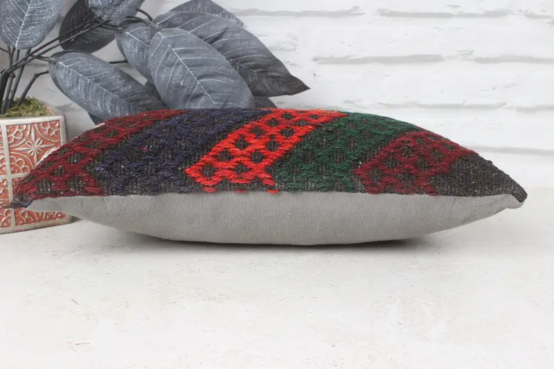 Handmade Kilim Cushion, Personalized Gift Pillow Pillow Sham, Cushion Cover, Throw Kilim Pillow, Sofa Pillow Cover, 8x16 Red Pillow, Antique Pillows - 5