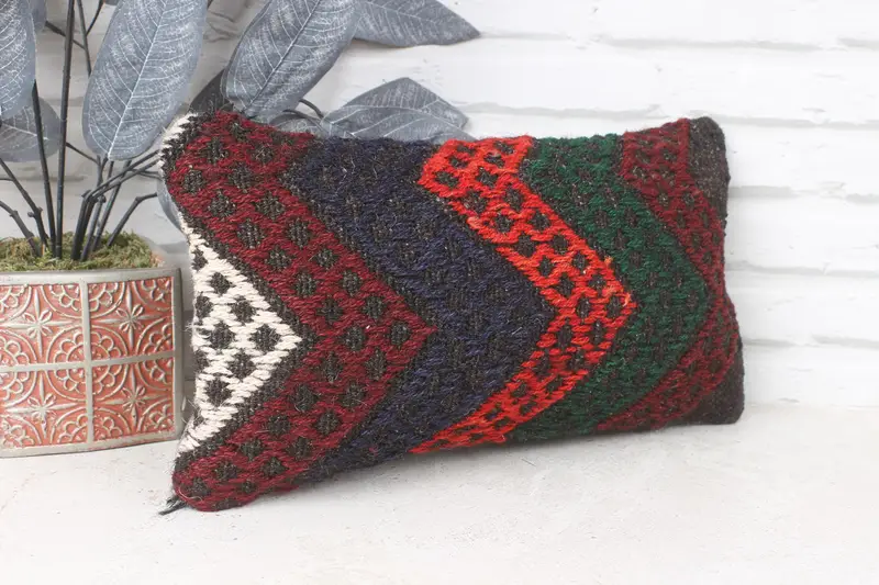 Handmade Kilim Cushion, Personalized Gift Pillow Pillow Sham, Cushion Cover, Throw Kilim Pillow, Sofa Pillow Cover, 8x16 Red Pillow, Antique Pillows - 3