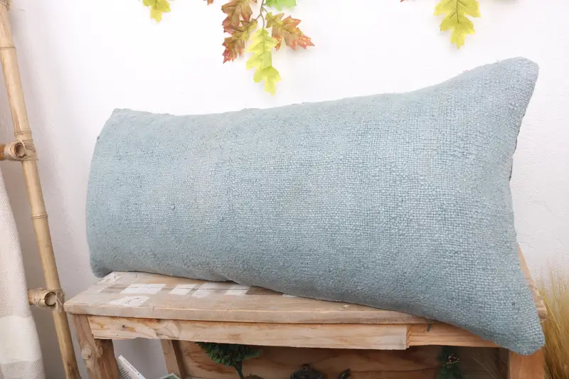 16x36 Blue Pillow Sham, Pillow, Oriental Pillow Case, Turkish Pillow, Vintage Kilim Pillow, Gift Pillow, Outdoor Bolster Pillow Sham - 4