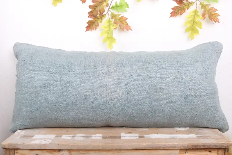 16x36 Blue Pillow Sham, Pillow, Oriental Pillow Case, Turkish Pillow, Vintage Kilim Pillow, Gift Pillow, Outdoor Bolster Pillow Sham - 2